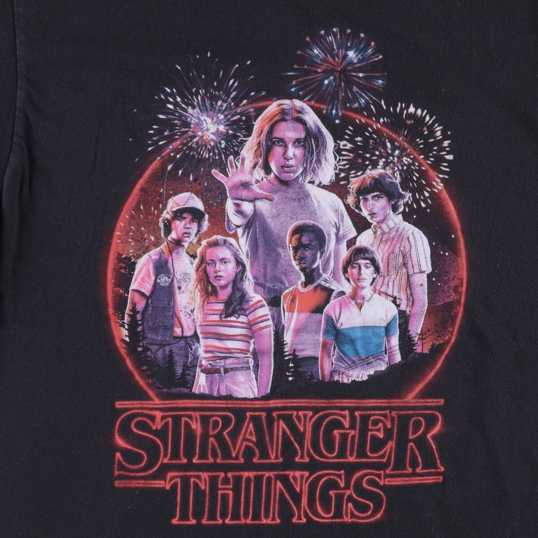STRANGER THINGS Stranger Things Movie T-shirt Men's M size cotton black type Vintage Second Hand