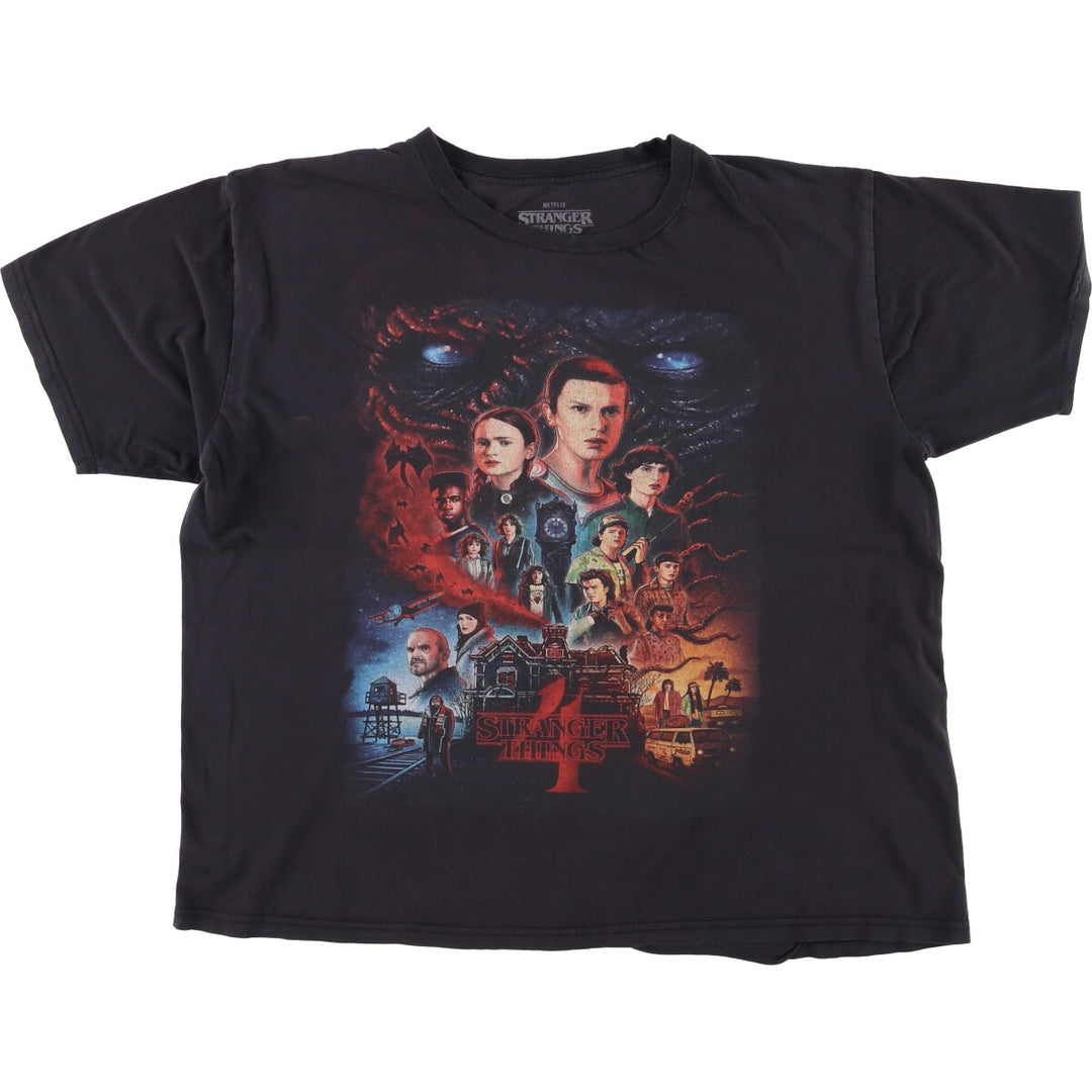 STRANGER THINGS Stranger Things Movie T-shirt Men's L size cotton black type Vintage Second Hand