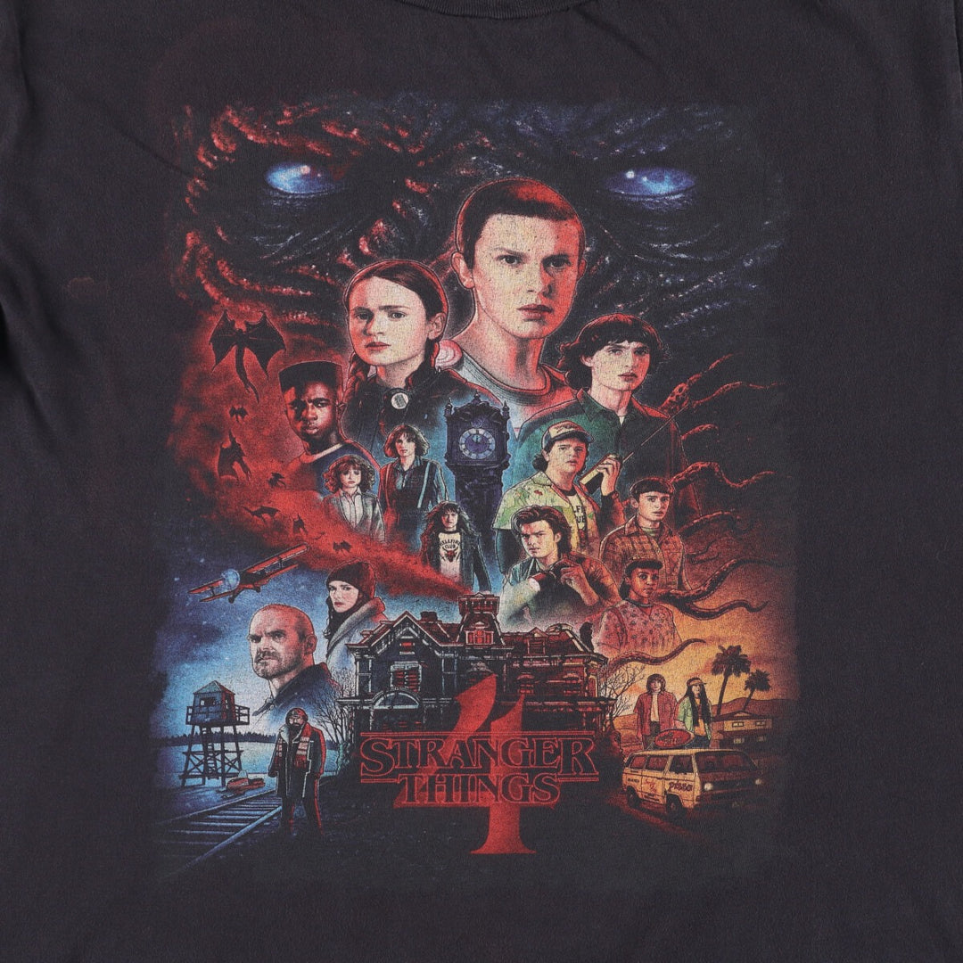 STRANGER THINGS Stranger Things Movie T-shirt Men's L size cotton black type Vintage Second Hand