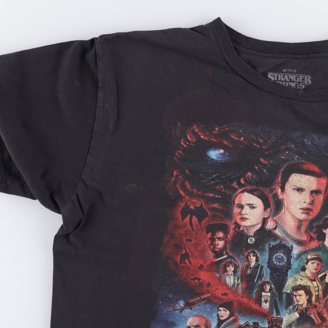 STRANGER THINGS Stranger Things Movie T-shirt Men's L size cotton black type Vintage Second Hand