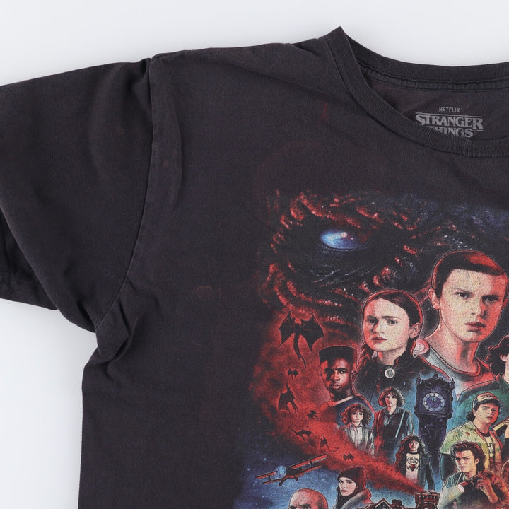 STRANGER THINGS Stranger Things Movie T-shirt Men's L size cotton black type Vintage Second Hand