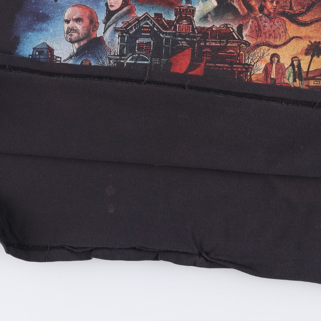 STRANGER THINGS Stranger Things Movie T-shirt Men's L size cotton black type Vintage Second Hand