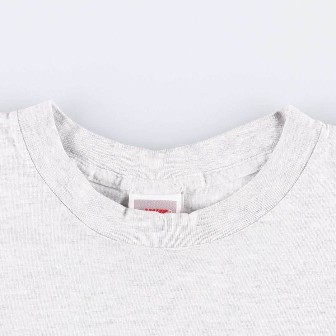90'S Nike Silver Tag Printed T-Shirt Made in USA Men's L Size Vintage cotton gray type Vintage Second Hand