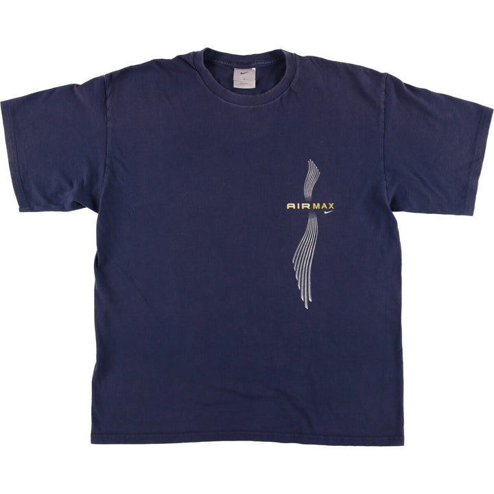 Nike Air Max logo print T-shirt, men's size L cotton navy blue type Vintage Second Hand