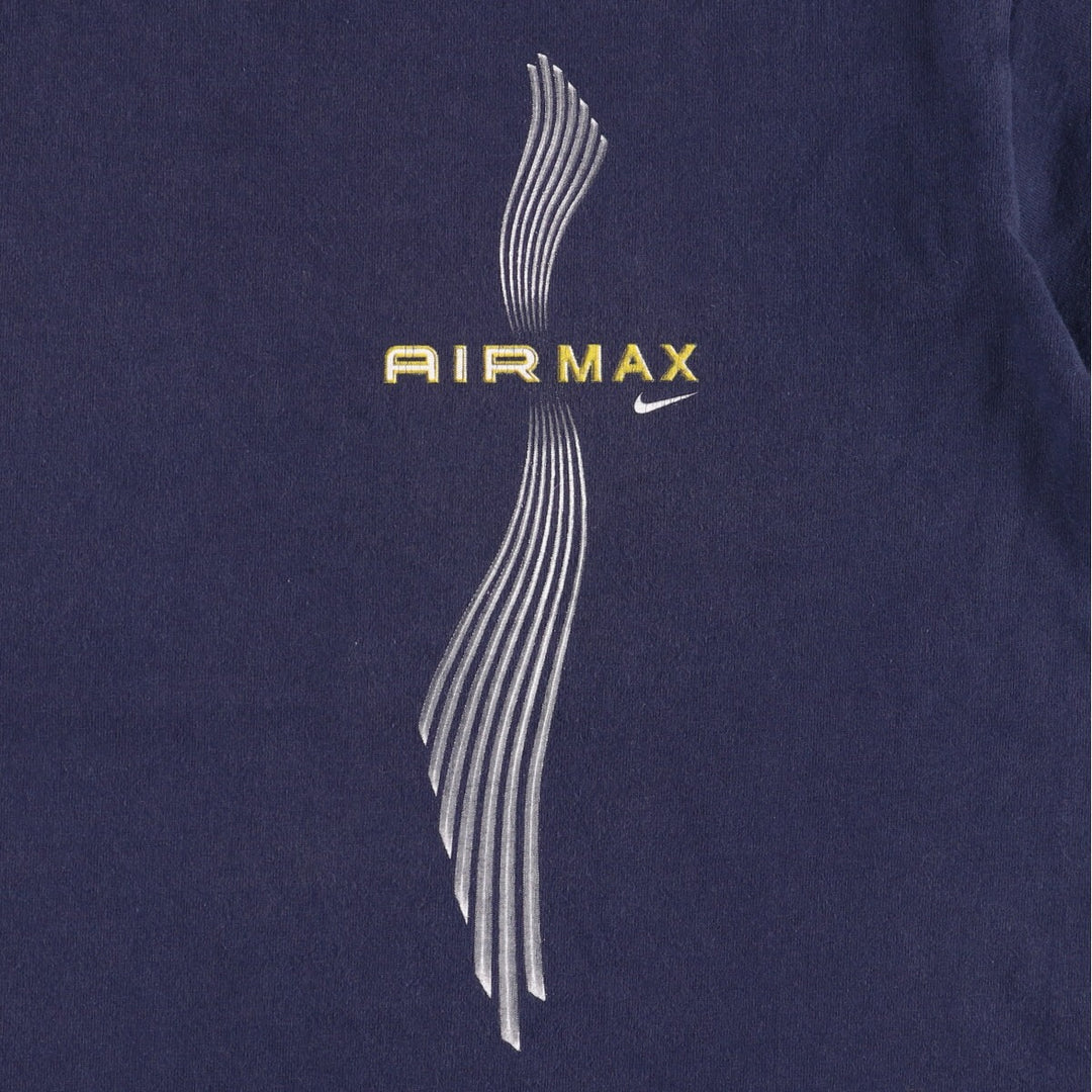 Nike Air Max logo print T-shirt, men's size L cotton navy blue type Vintage Second Hand