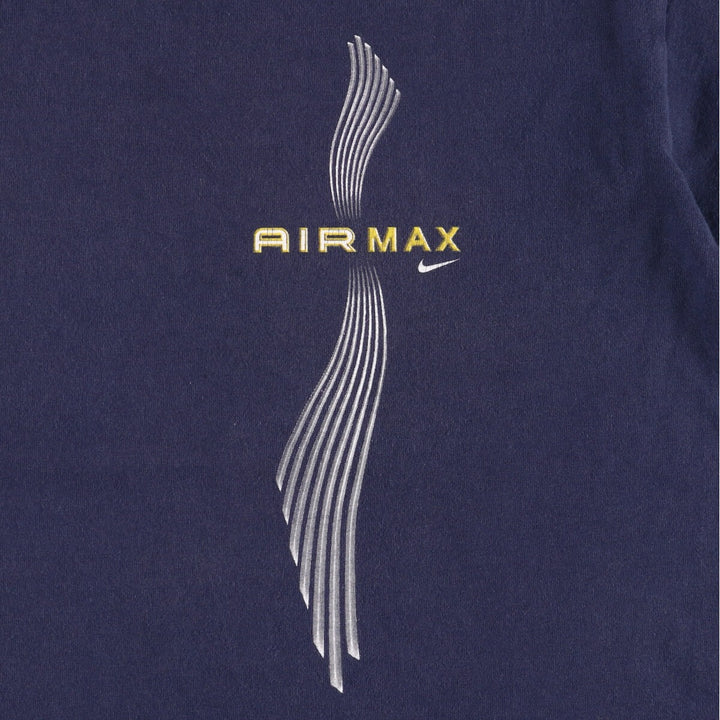 Nike Air Max logo print T-shirt, men's size L cotton navy blue type Vintage Second Hand