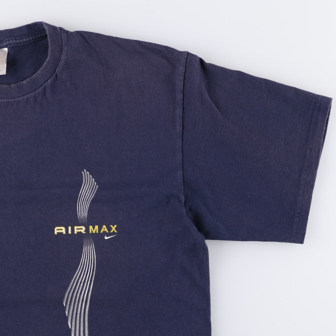Nike Air Max logo print T-shirt, men's size L cotton navy blue type Vintage Second Hand