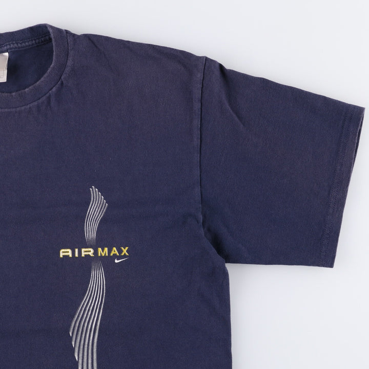 Nike Air Max logo print T-shirt, men's size L cotton navy blue type Vintage Second Hand