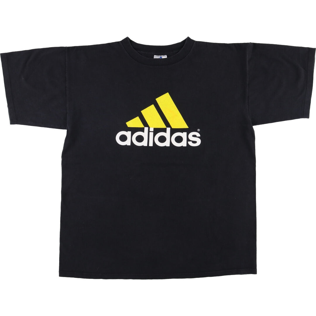 Adidas logo print T-shirt, made in USA, men's size M cotton black type Vintage Second Hand