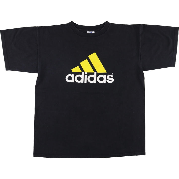 Adidas logo print T-shirt, made in USA, men's size M cotton black type Vintage Second Hand