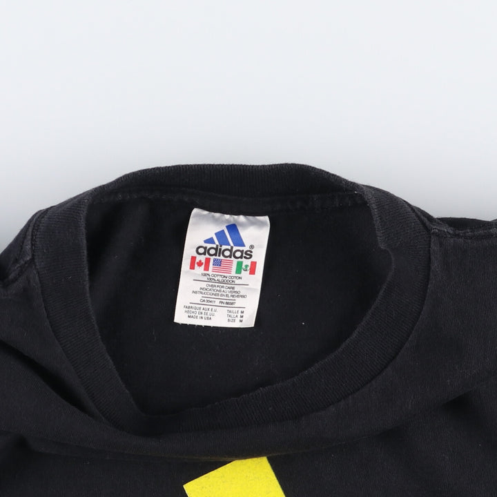 Adidas logo print T-shirt, made in USA, men's size M cotton black type Vintage Second Hand
