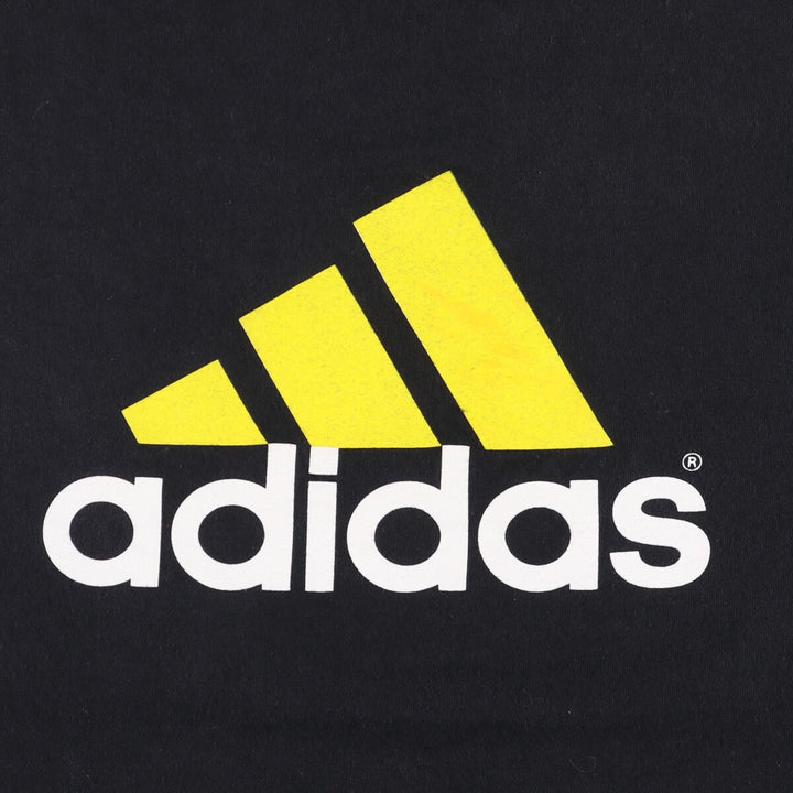 Adidas logo print T-shirt, made in USA, men's size M cotton black type Vintage Second Hand