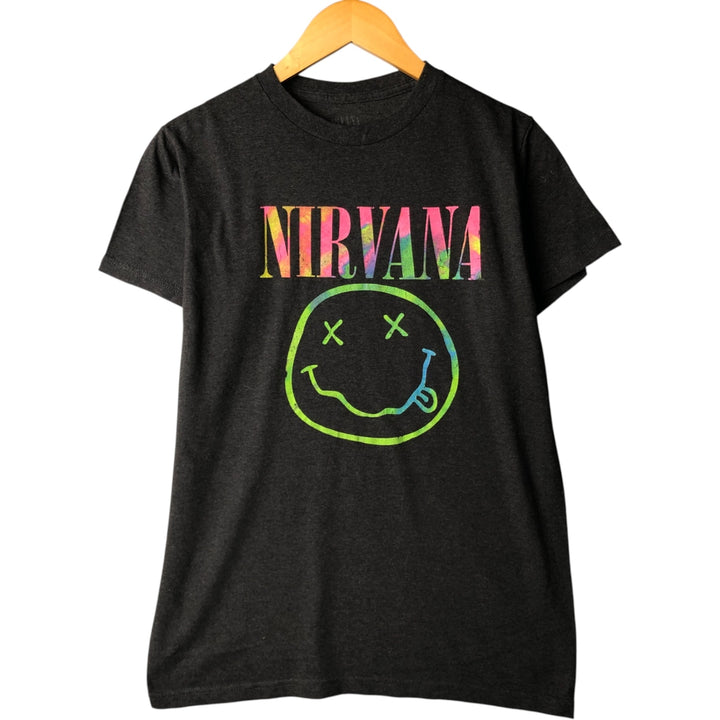 NIRVANA Nirvana Band T-shirt, Band T, Men's L size cotton black type Vintage Second Hand