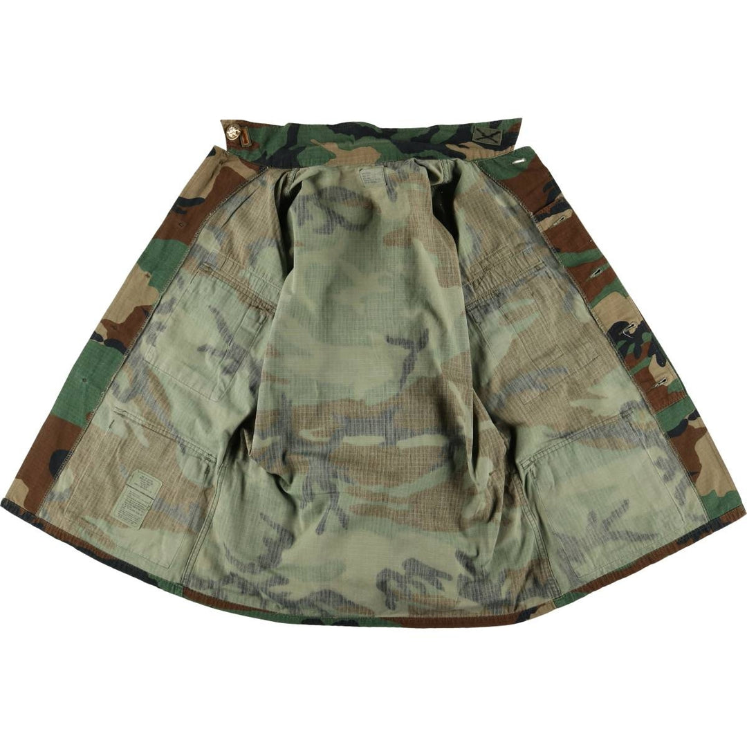 Authentic 1980'S US Military Woodland Camo Ripstop BDU Military Jacket with Badge, Made in USA, Small Regular cotton Khaki type Vintage Second Hand