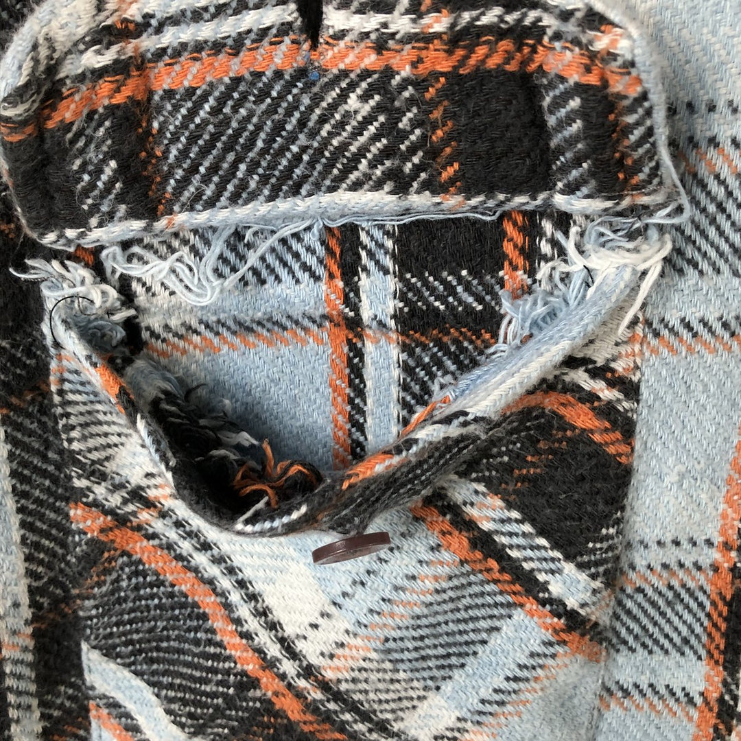 Vintage 1980'S KINGSPORT long-sleeved heavy flannel check shirt, men's size L cotton Blue type light blue Vintage Second Hand