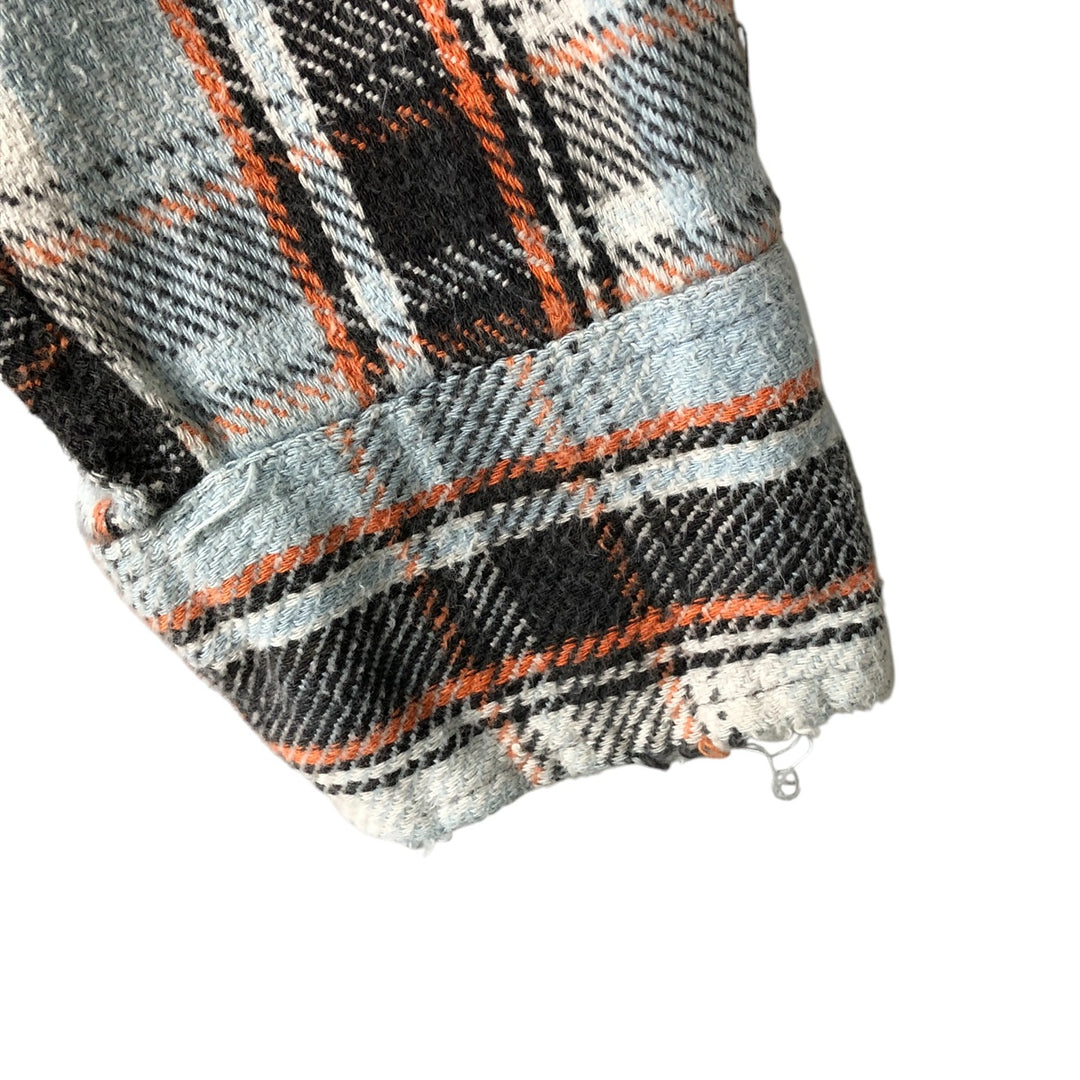 Vintage 1980'S KINGSPORT long-sleeved heavy flannel check shirt, men's size L cotton Blue type light blue Vintage Second Hand