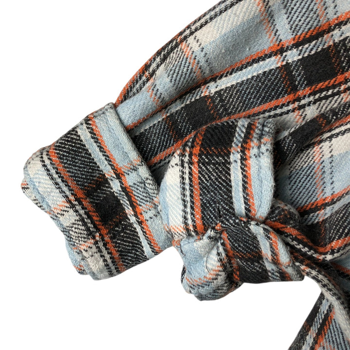 Vintage 1980'S KINGSPORT long-sleeved heavy flannel check shirt, men's size L cotton Blue type light blue Vintage Second Hand