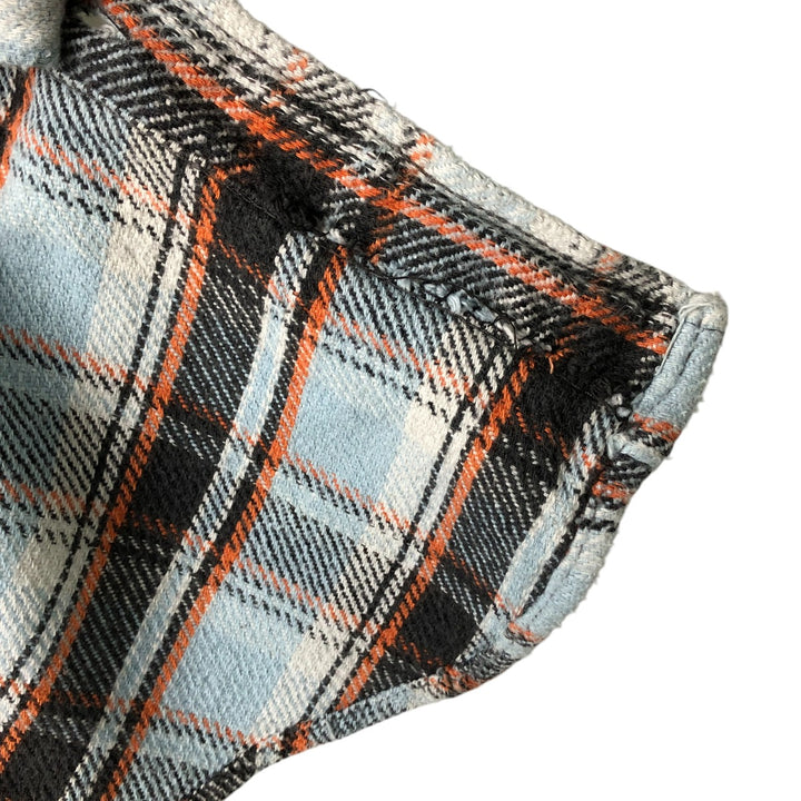 Vintage 1980'S KINGSPORT long-sleeved heavy flannel check shirt, men's size L cotton Blue type light blue Vintage Second Hand