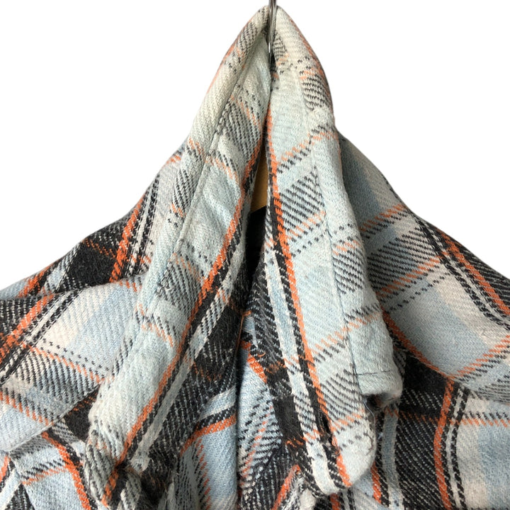 Vintage 1980'S KINGSPORT long-sleeved heavy flannel check shirt, men's size L cotton Blue type light blue Vintage Second Hand