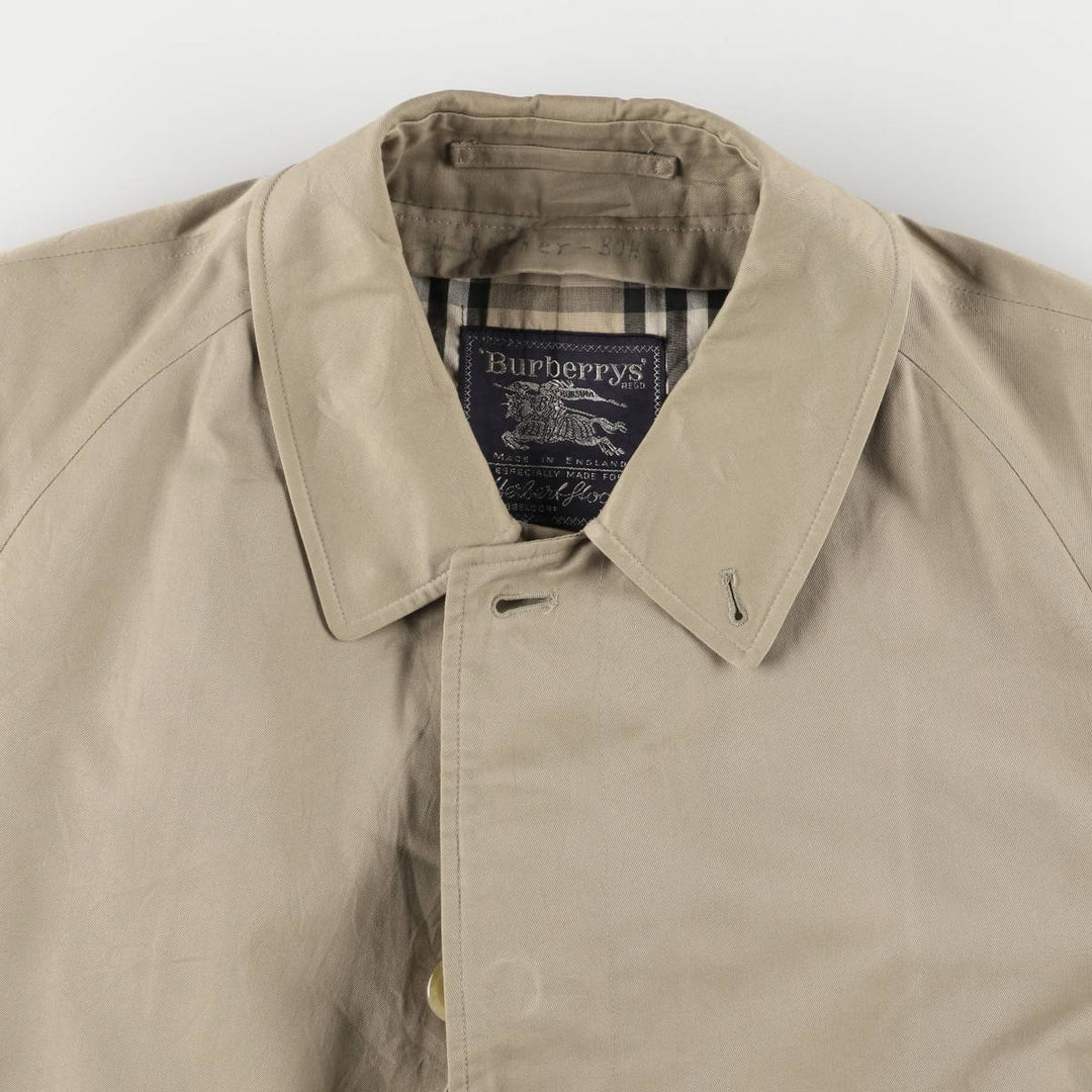 Burberry's Balmacaan Coat, Made in England, Men's Size L cotton Beige type Vintage Second Hand