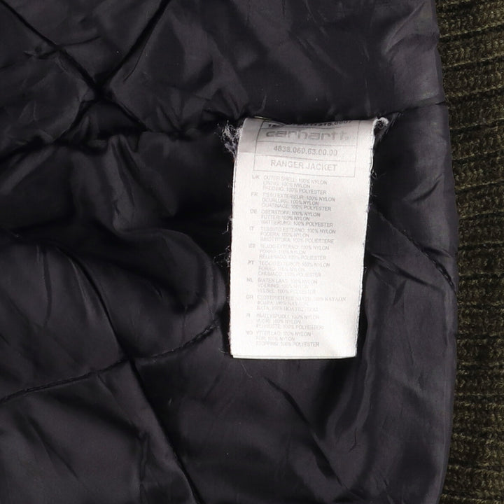 Carhartt CORDURA Padded Puffer Jacket, Men's Size L Nylon Khaki type Vintage Second Hand