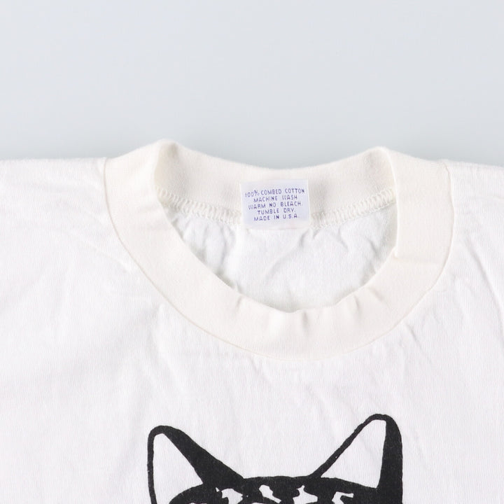 90'S Crazy Shirt Kliban Cats Character Print T-Shirt, Made in USA, Men's Size Medium cotton white type Vintage Second Hand