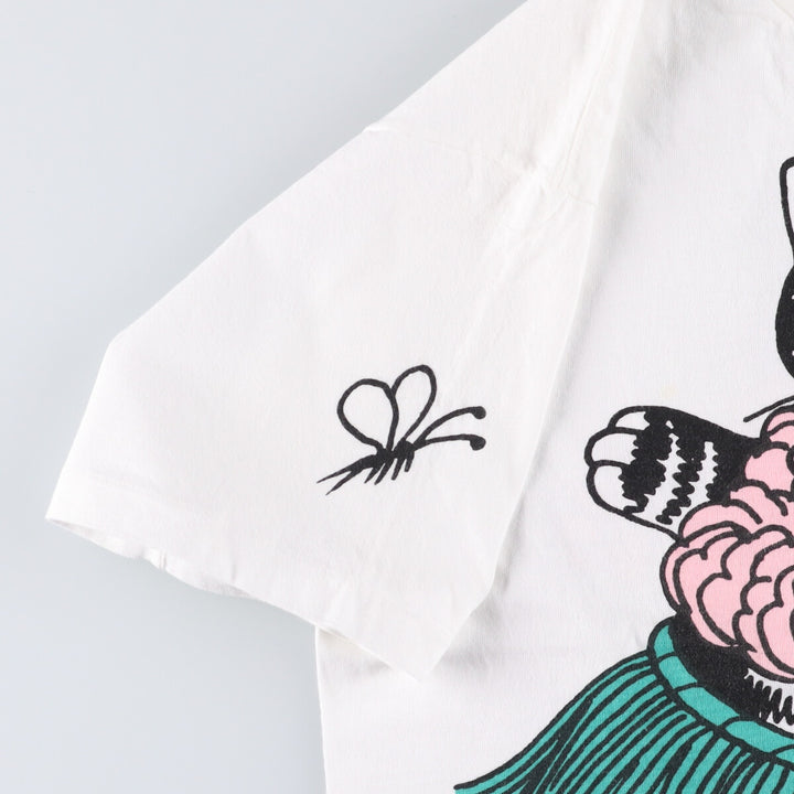 90'S Crazy Shirt Kliban Cats Character Print T-Shirt, Made in USA, Men's Size Medium cotton white type Vintage Second Hand