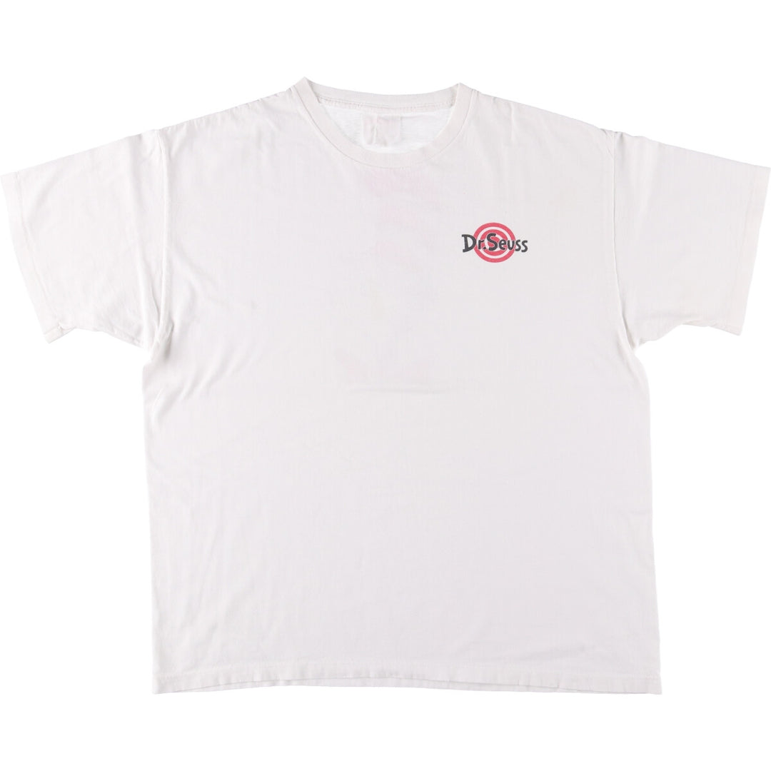 90'S Dr. Seuss Cat in the Hat Character Print T-Shirt, Men's, Size XL, Vintage unclear white type Vintage Second Hand