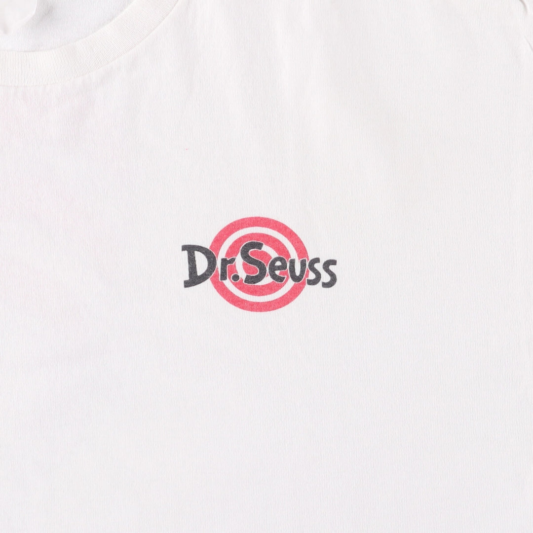 90'S Dr. Seuss Cat in the Hat Character Print T-Shirt, Men's, Size XL, Vintage unclear white type Vintage Second Hand