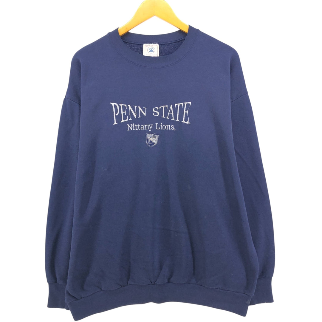 Vintage 1990'S Delta Penn State University college sweatshirt, made in the USA, men's size XXL polyester navy blue type Vintage Second Hand
