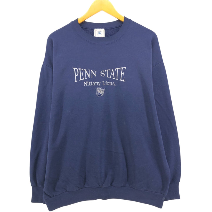 Vintage 1990'S Delta Penn State University college sweatshirt, made in the USA, men's size XXL polyester navy blue type Vintage Second Hand