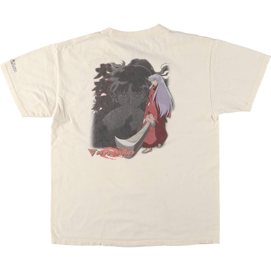 2000'S Inuyasha Anime Character Print T-Shirt, Men's Size Medium unclear yellow type Vintage Second Hand