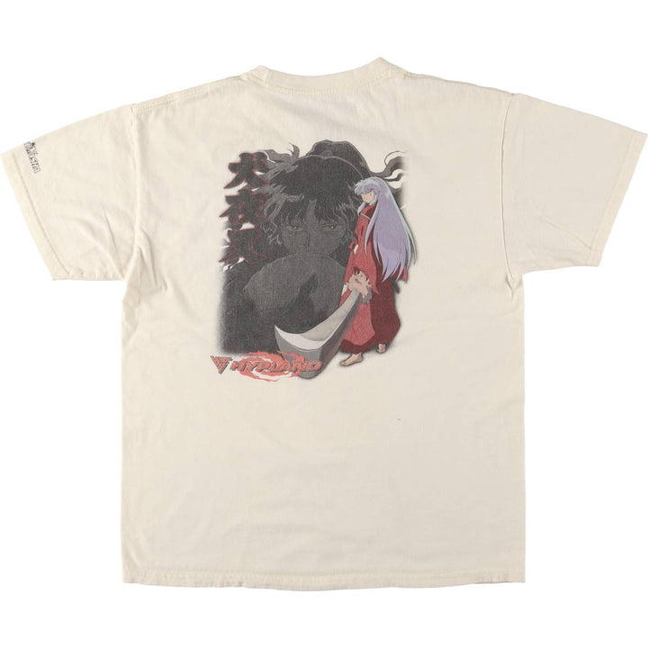 2000'S Inuyasha Anime Character Print T-Shirt, Men's Size Medium unclear yellow type Vintage Second Hand