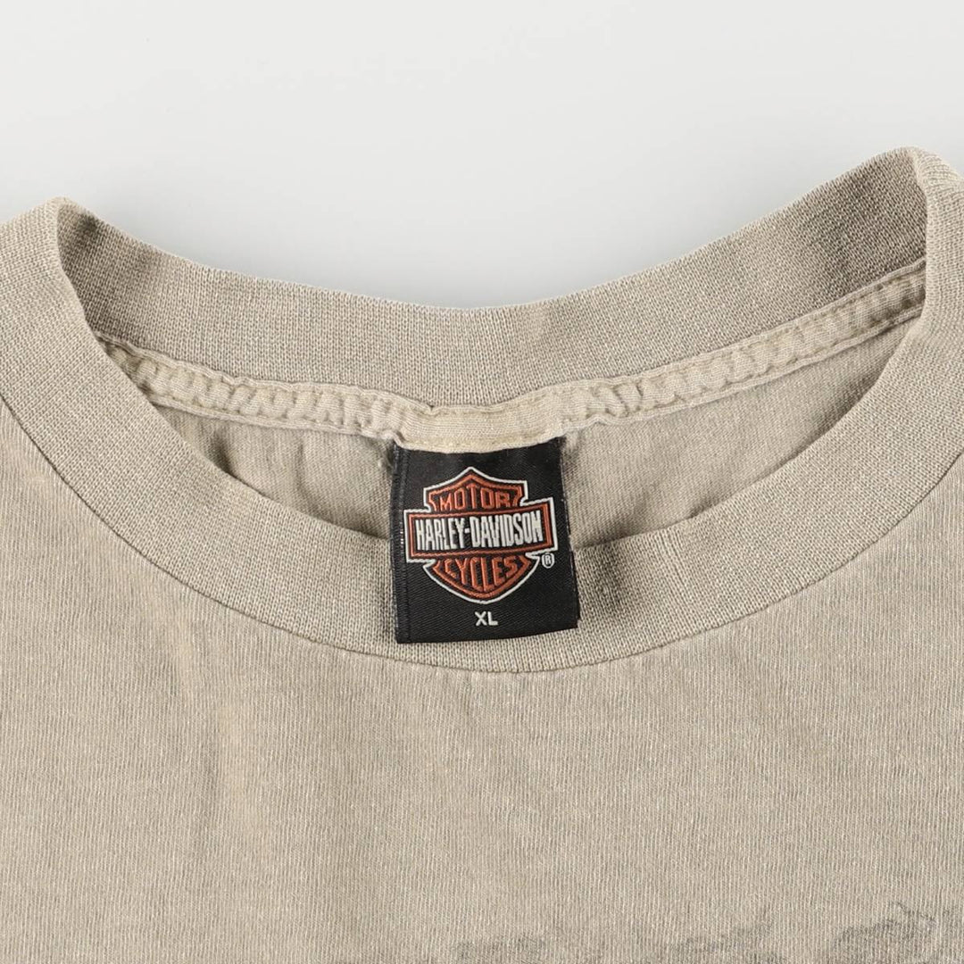 00'S Harley-Davidson Eagle Pattern Motorcycle Bike T-shirt Made in USA Men's XL cotton Khaki type beige Vintage Second Hand
