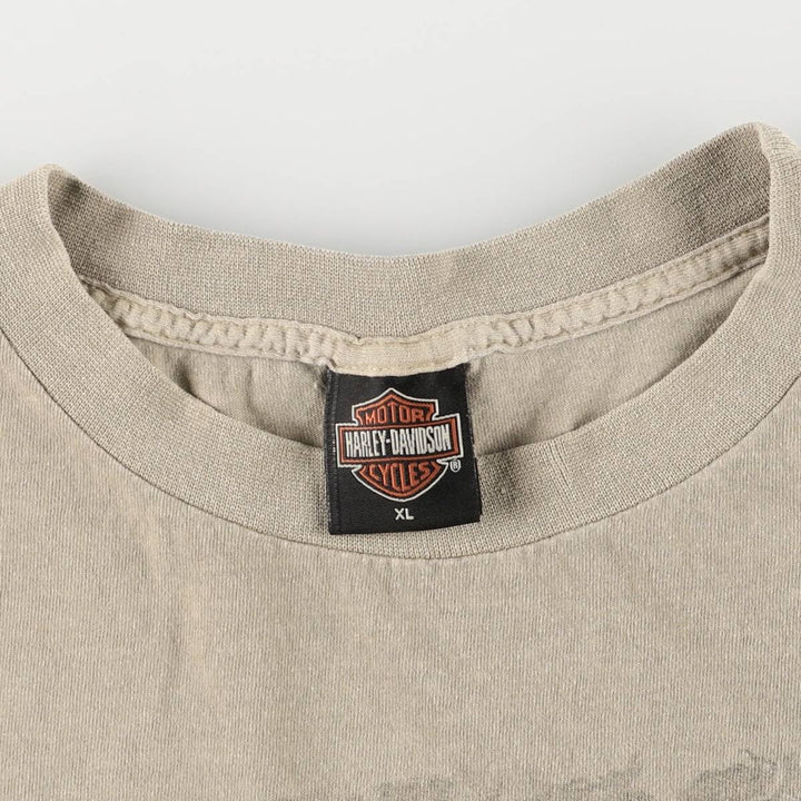 00'S Harley-Davidson Eagle Pattern Motorcycle Bike T-shirt Made in USA Men's XL cotton Khaki type beige Vintage Second Hand