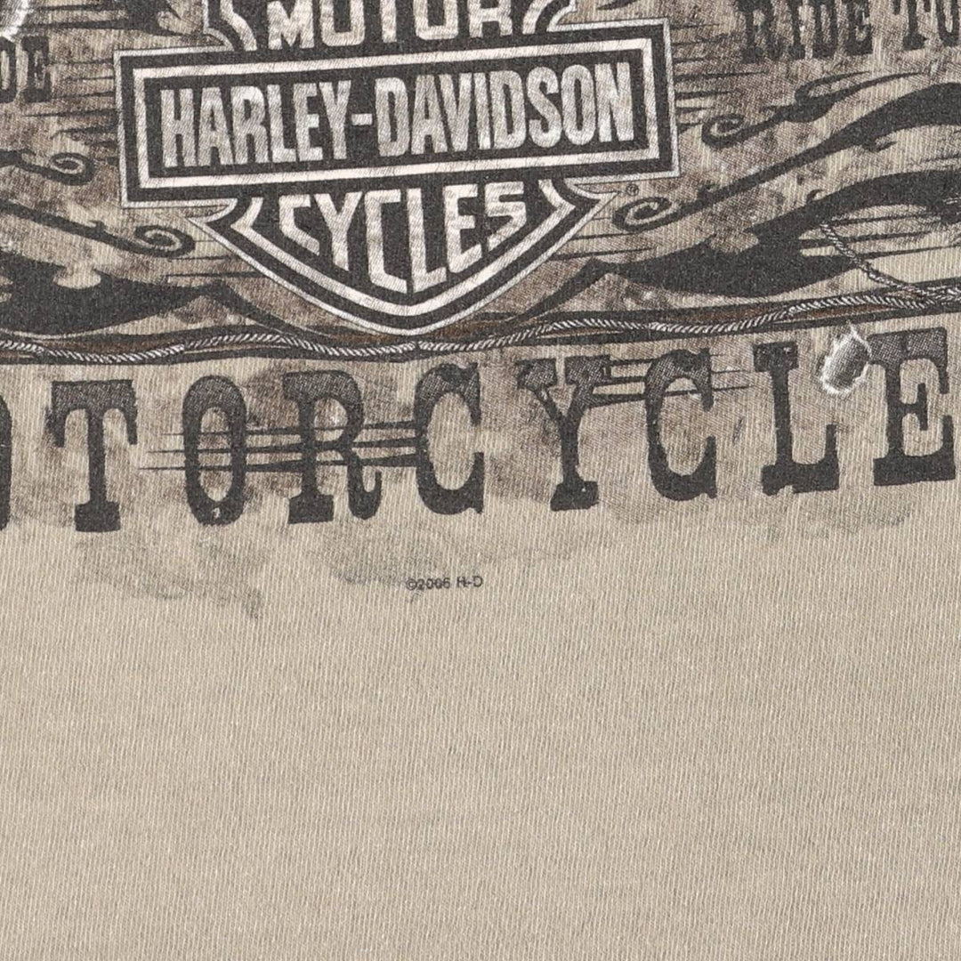 00'S Harley-Davidson Eagle Pattern Motorcycle Bike T-shirt Made in USA Men's XL cotton Khaki type beige Vintage Second Hand