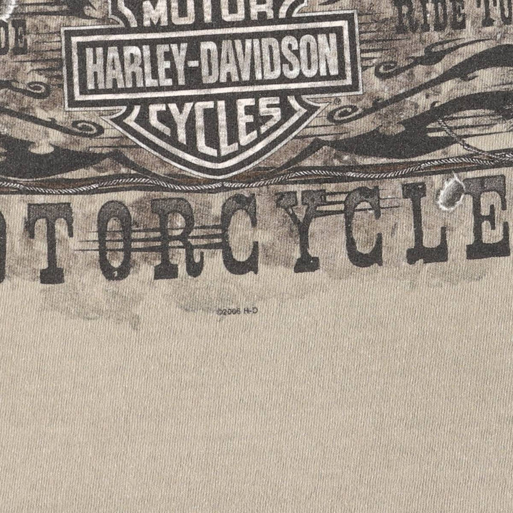 00'S Harley-Davidson Eagle Pattern Motorcycle Bike T-shirt Made in USA Men's XL cotton Khaki type beige Vintage Second Hand