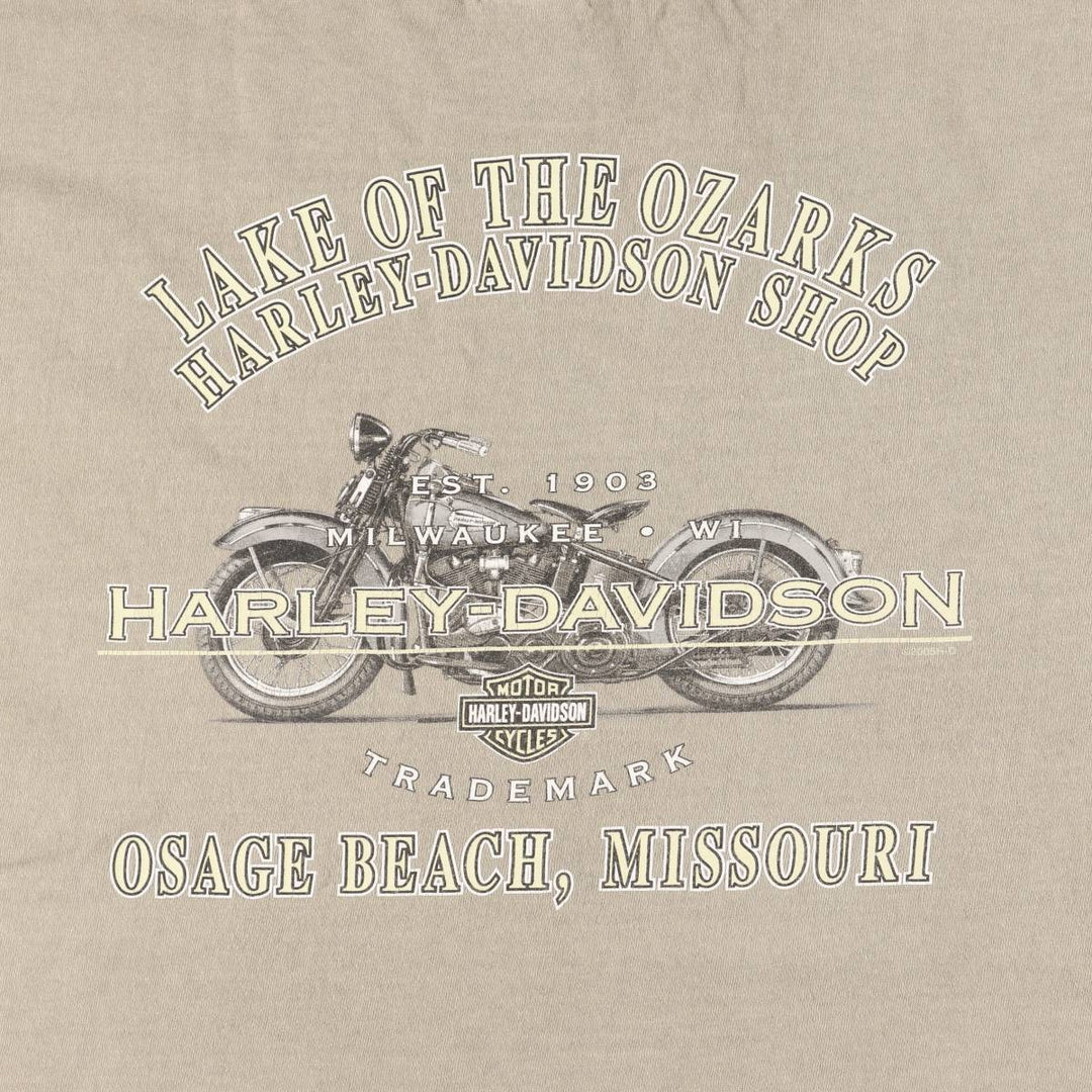 00'S Harley-Davidson Eagle Pattern Motorcycle Bike T-shirt Made in USA Men's XL cotton Khaki type beige Vintage Second Hand