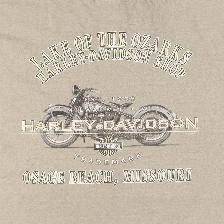 00'S Harley-Davidson Eagle Pattern Motorcycle Bike T-shirt Made in USA Men's XL cotton Khaki type beige Vintage Second Hand