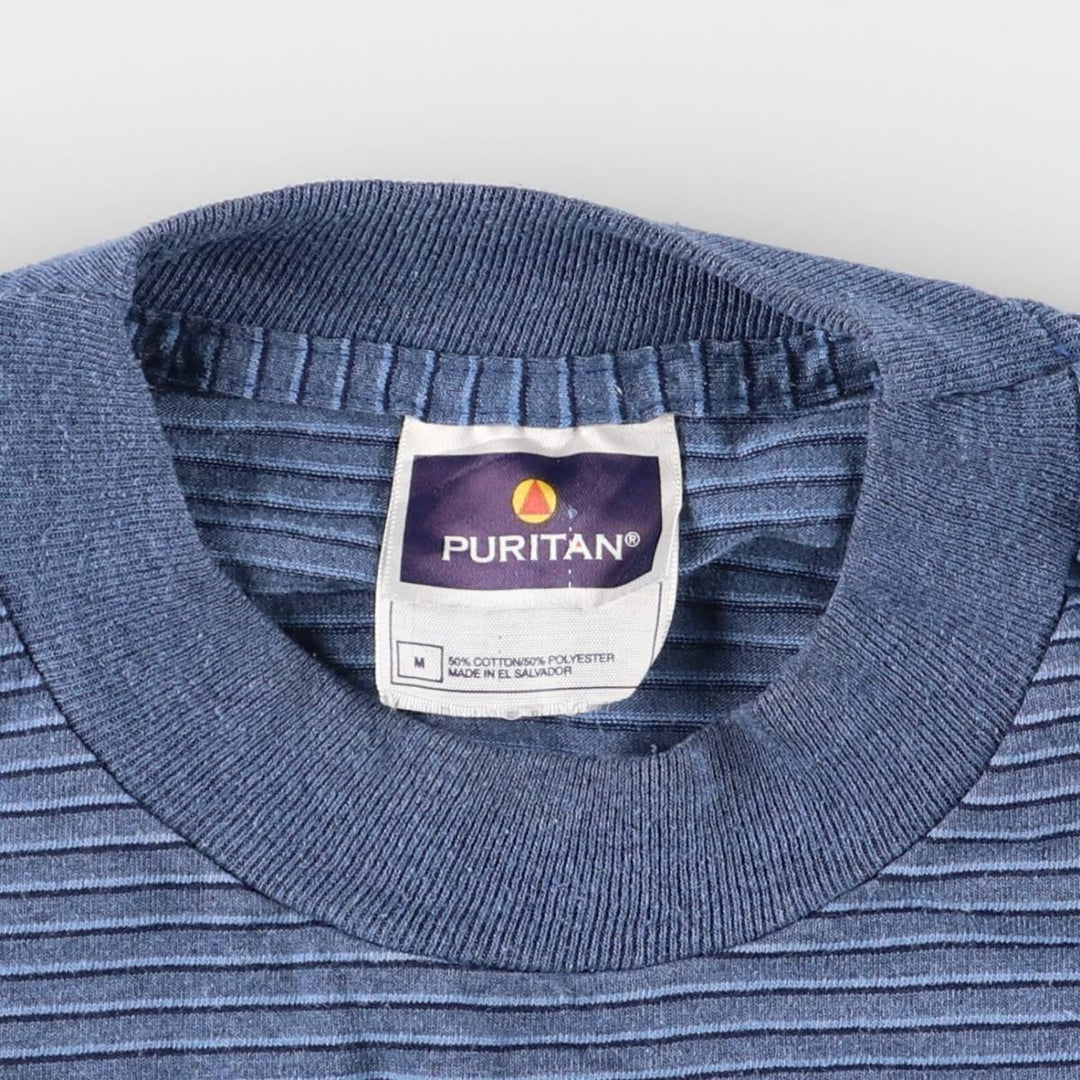 Puritan striped T-shirt, men's size M cotton blue type Vintage Second Hand