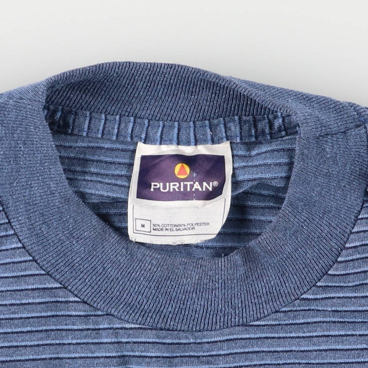 Puritan striped T-shirt, men's size M cotton blue type Vintage Second Hand