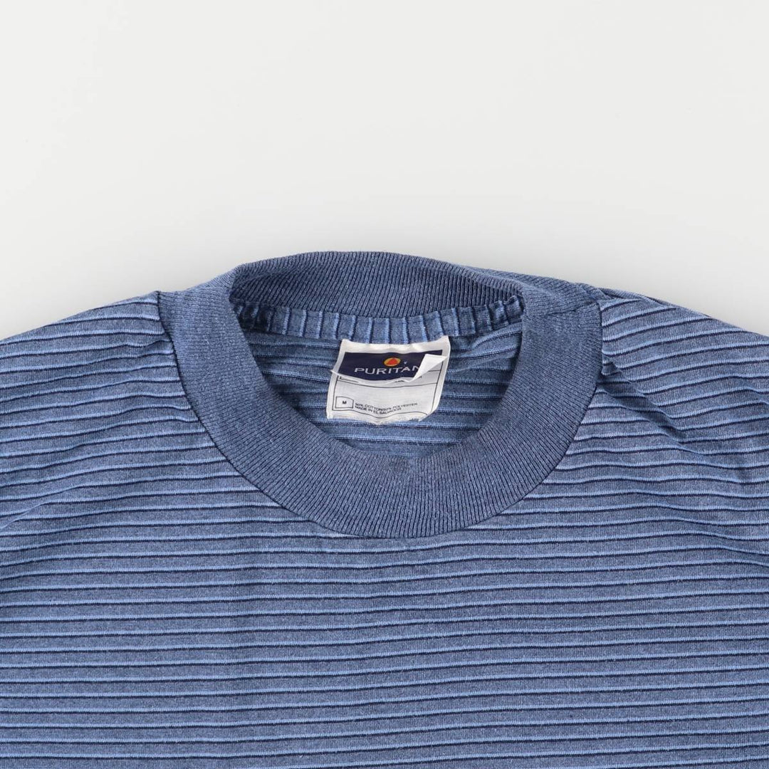 Puritan striped T-shirt, men's size M cotton blue type Vintage Second Hand