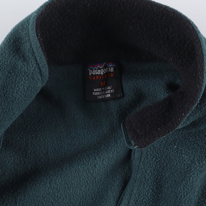 2000'S Patagonia Capilene 43470S6 Half-Zip Fleece Pullover, Made in USA, Men's Size Medium polyester Green type dark green Vintage Second Hand