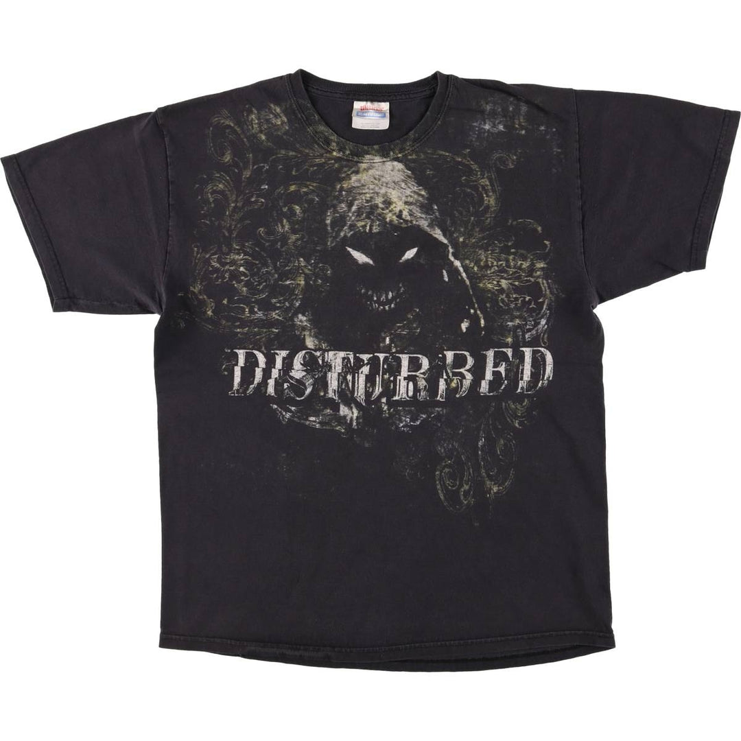 Hanes DISTURBED Band T-Shirt, Men's Size Medium cotton black type Vintage Second Hand