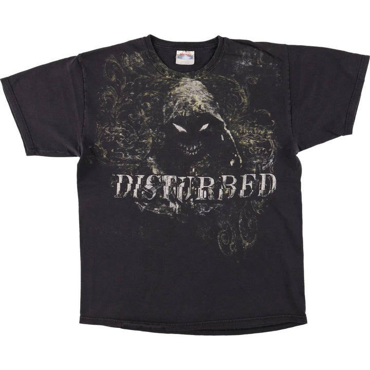 Hanes DISTURBED Band T-Shirt, Men's Size Medium cotton black type Vintage Second Hand