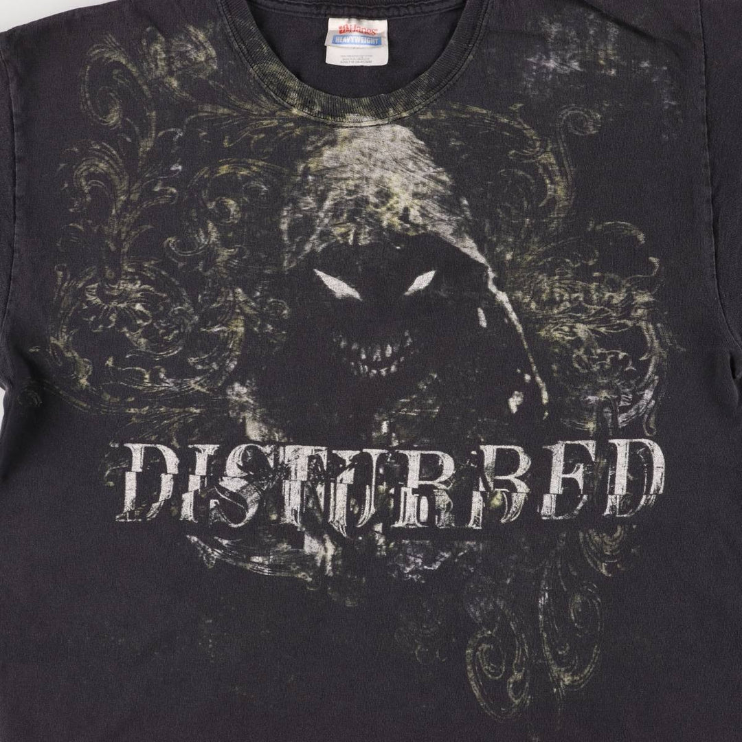 Hanes DISTURBED Band T-Shirt, Men's Size Medium cotton black type Vintage Second Hand