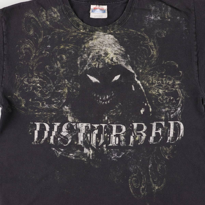 Hanes DISTURBED Band T-Shirt, Men's Size Medium cotton black type Vintage Second Hand