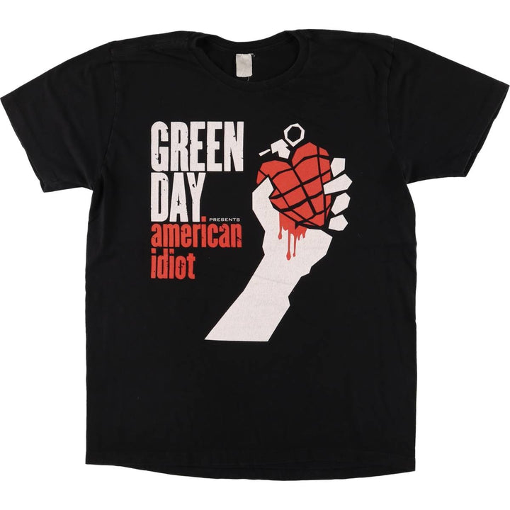 GREEN DAY Green Day Band T-shirt Band T Men's M size cotton black type Vintage Second Hand