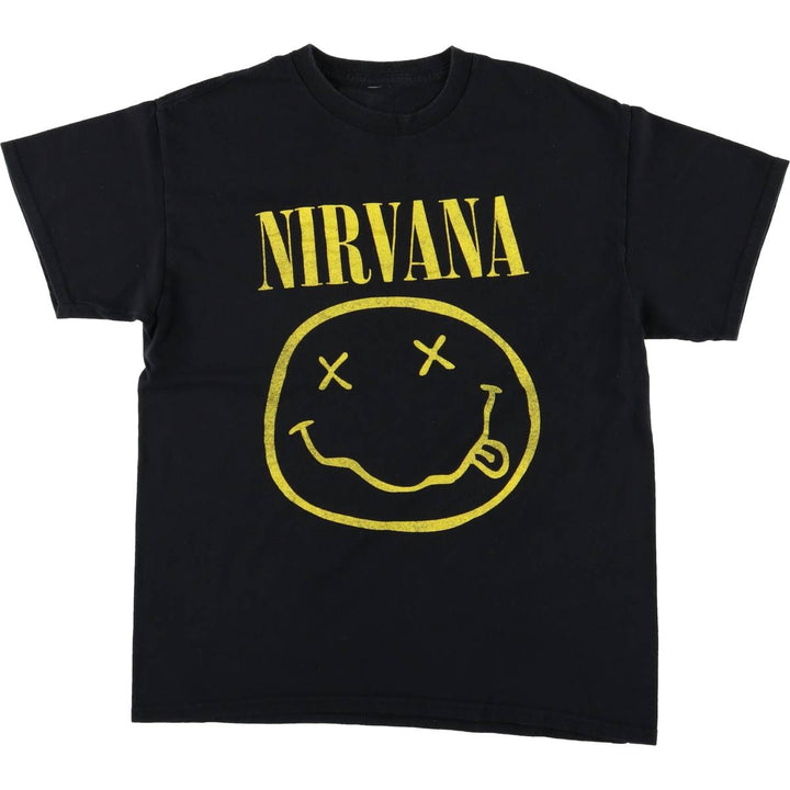 NIRVANA Nirvana Band T-shirt, Band T, Men's M size cotton black type Vintage Second Hand