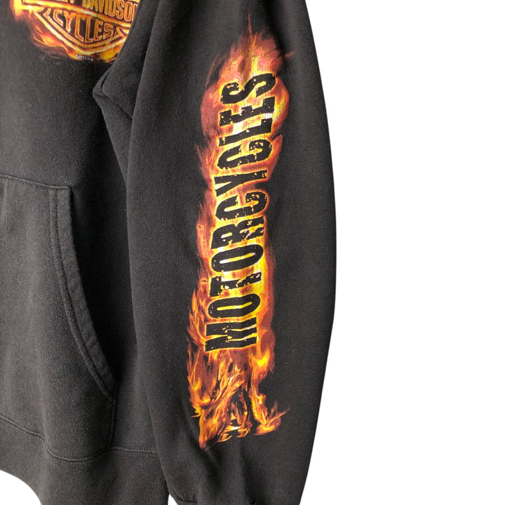 Harley-Davidson Fire Pattern Full-Zip Sweatshirt, Men's Size Small cotton black type Vintage Second Hand